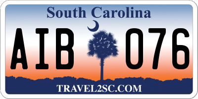 SC license plate AIB076
