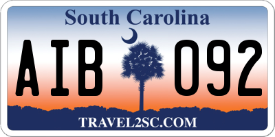 SC license plate AIB092