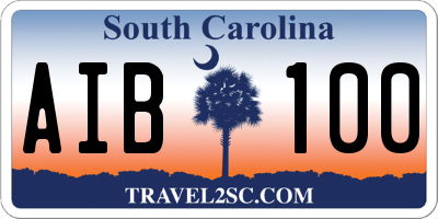 SC license plate AIB100