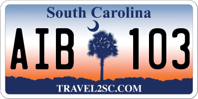 SC license plate AIB103