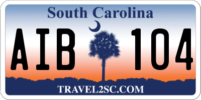 SC license plate AIB104