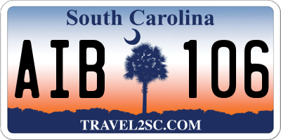 SC license plate AIB106