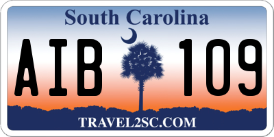 SC license plate AIB109