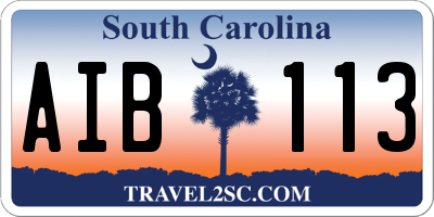 SC license plate AIB113