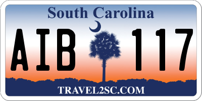 SC license plate AIB117