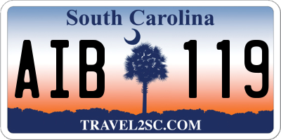 SC license plate AIB119