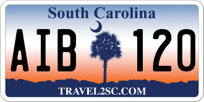 SC license plate AIB120