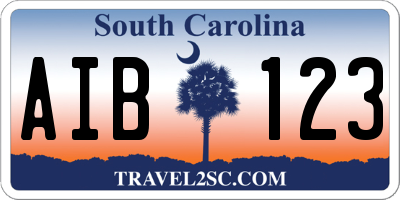 SC license plate AIB123