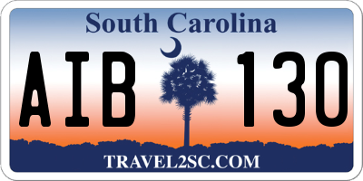 SC license plate AIB130