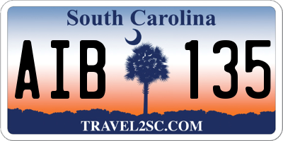 SC license plate AIB135