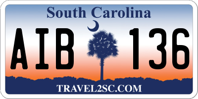 SC license plate AIB136