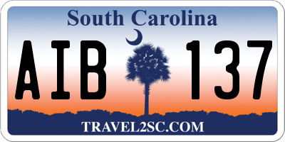 SC license plate AIB137