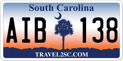 SC license plate AIB138