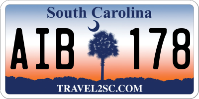 SC license plate AIB178