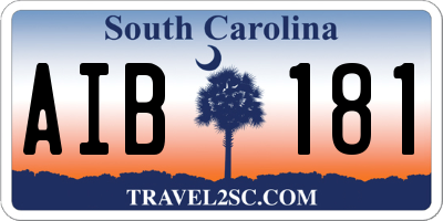 SC license plate AIB181