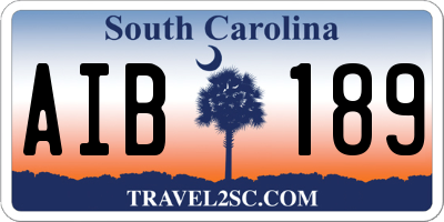 SC license plate AIB189