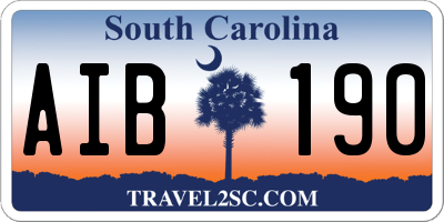 SC license plate AIB190