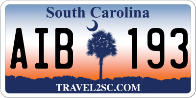 SC license plate AIB193