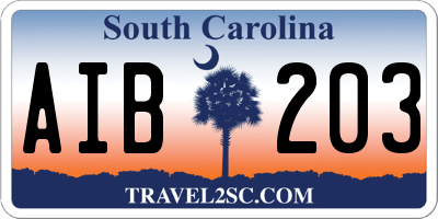 SC license plate AIB203