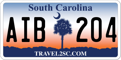 SC license plate AIB204