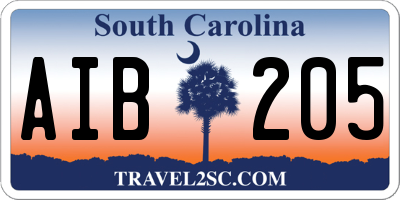 SC license plate AIB205
