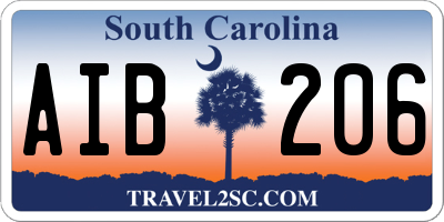 SC license plate AIB206