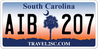 SC license plate AIB207