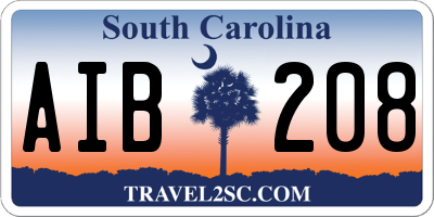 SC license plate AIB208