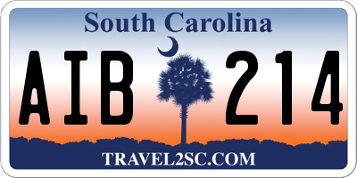 SC license plate AIB214