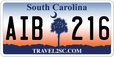 SC license plate AIB216