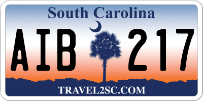 SC license plate AIB217