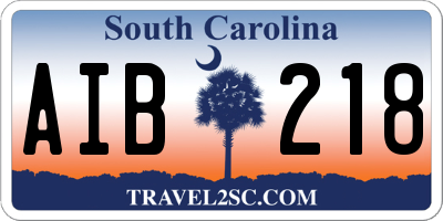 SC license plate AIB218