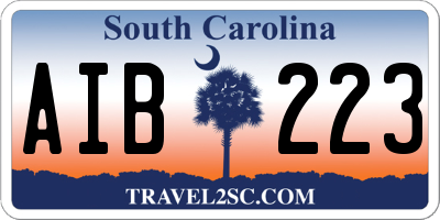 SC license plate AIB223