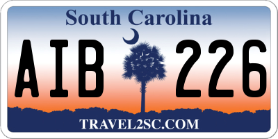 SC license plate AIB226