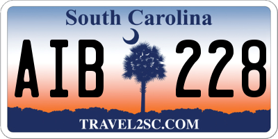 SC license plate AIB228