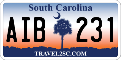 SC license plate AIB231