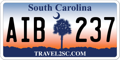 SC license plate AIB237