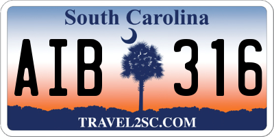 SC license plate AIB316