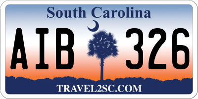 SC license plate AIB326