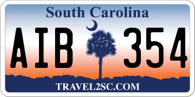 SC license plate AIB354