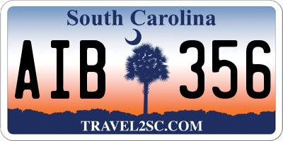SC license plate AIB356
