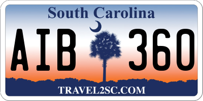 SC license plate AIB360