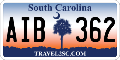 SC license plate AIB362