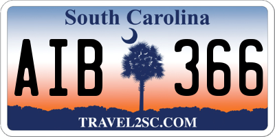 SC license plate AIB366