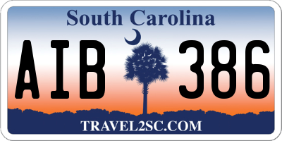 SC license plate AIB386