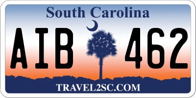 SC license plate AIB462