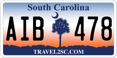 SC license plate AIB478