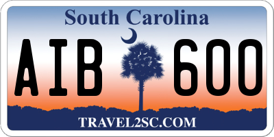 SC license plate AIB600