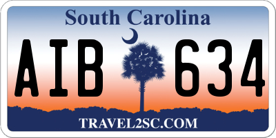 SC license plate AIB634
