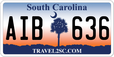 SC license plate AIB636